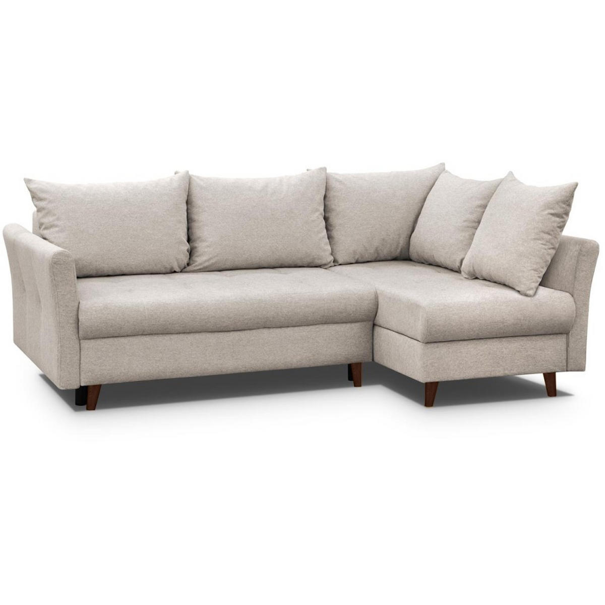 ECKSCHLAFSOFA Neron mit 2 Bettkasten und Beine in Wengefarbe, Beige, rechts - Wengefarben/Beige, Textil (233/148cm) - Beautysofa