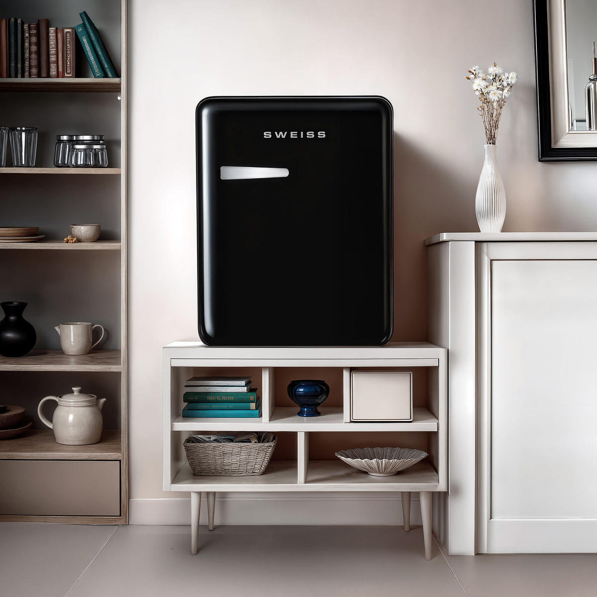 MINIKÜHLSCHRANK WEISS9 Schwarz, Retro, 31 L - Schwarz, Metall (42/54/48cm) - SWEISS