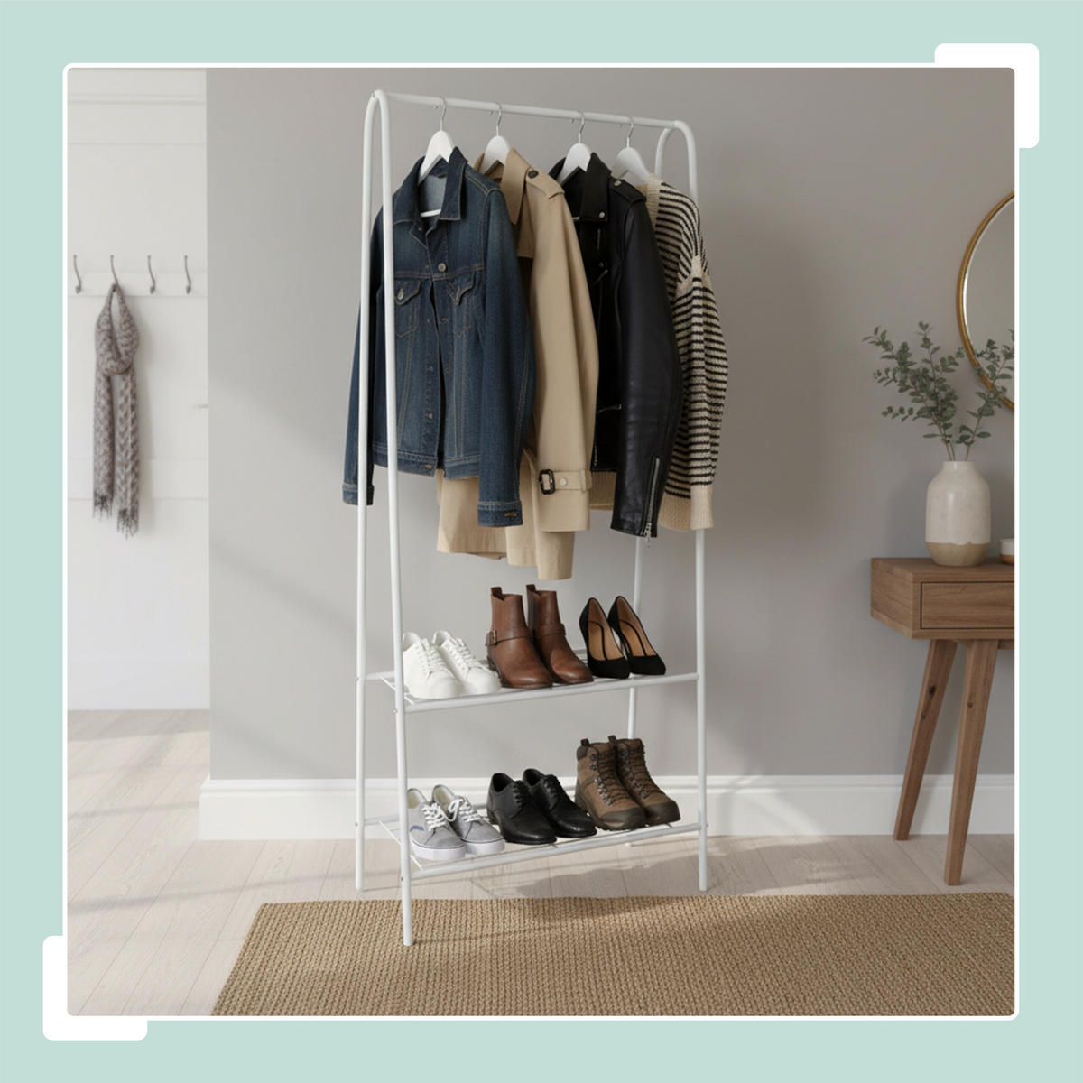 KLEIDERSTÄNDER - Weiß, Metall (60/151/34.5cm) - Relaxdays