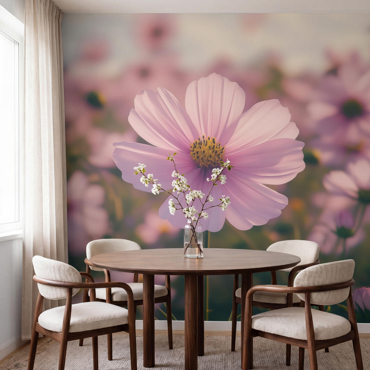 TAPETE - Blumen - Lila - Unscharf - 200x200 cm - Rosa, Papier (200/200cm) - OnlyWow