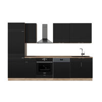 KUCHYŇSKÁ LINKA Fame-Line, černé pruhy/dub Goldkraft, 300 cm, dub AP - medově dubová/černá, kompozitní dřevo (300/81.6/60cm) - Vicco