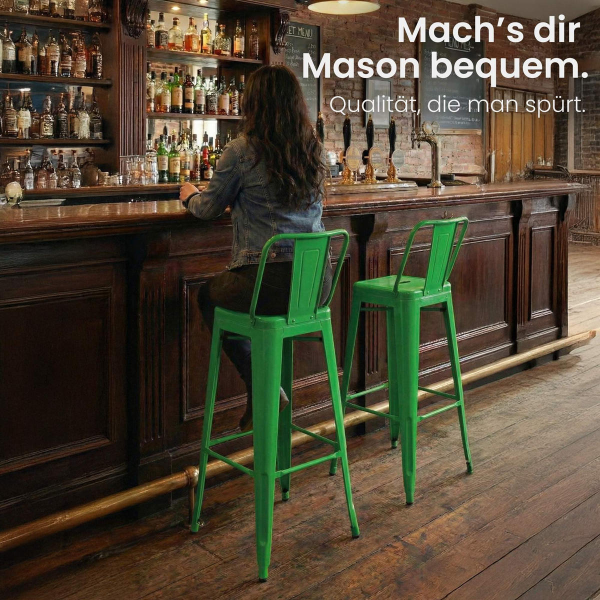 BARHOCKER 2er Set Metall Grün - Grün, Metall (44/96/43cm) - CLP