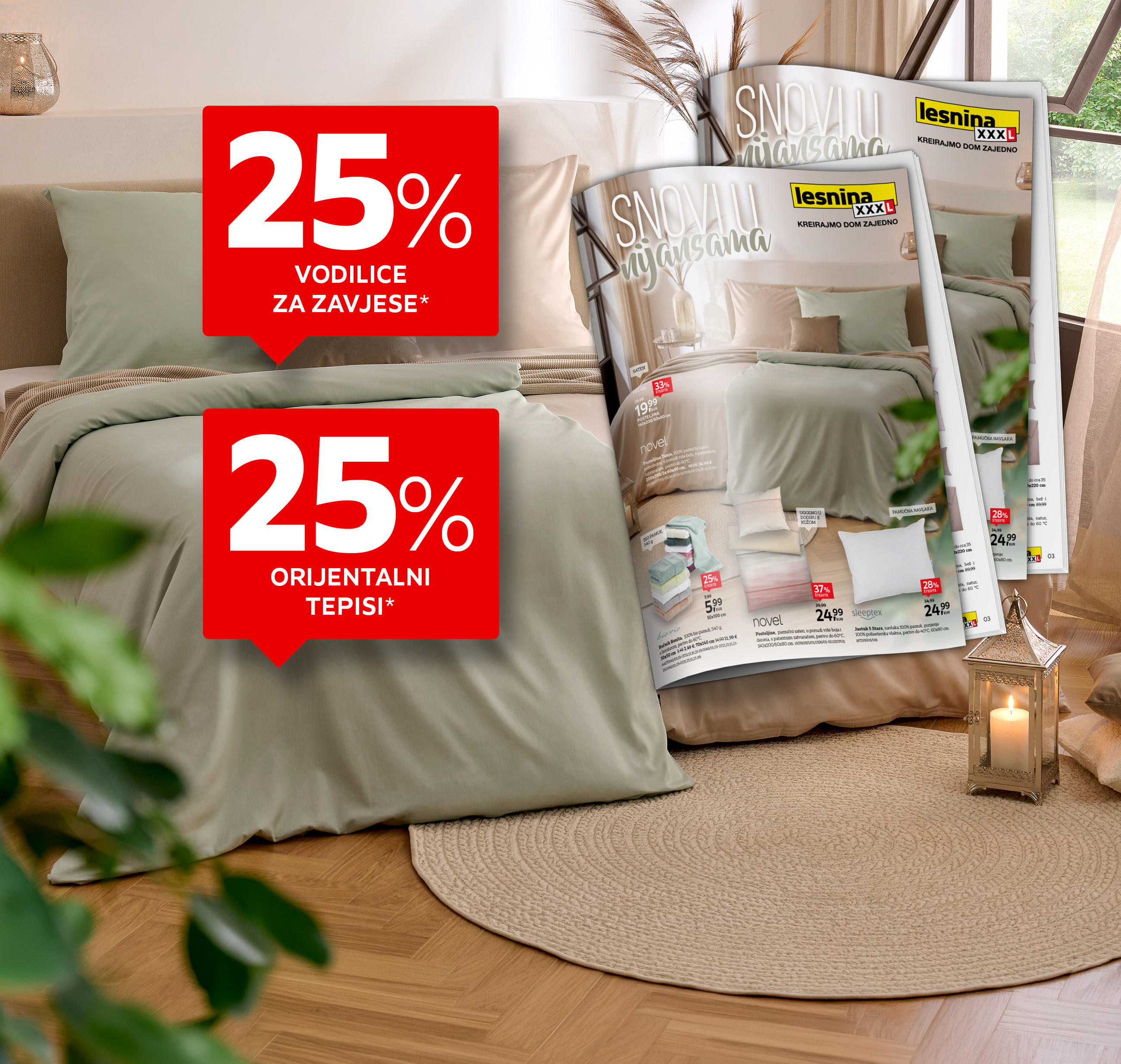 25% vodilice za zavjese*, 25% orijentalni tepisi*