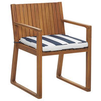 GARTENSTUHL Akazienholz Auflagen marineblau Sassari - Hellblau, Holz (54/80/59cm) - Beliani