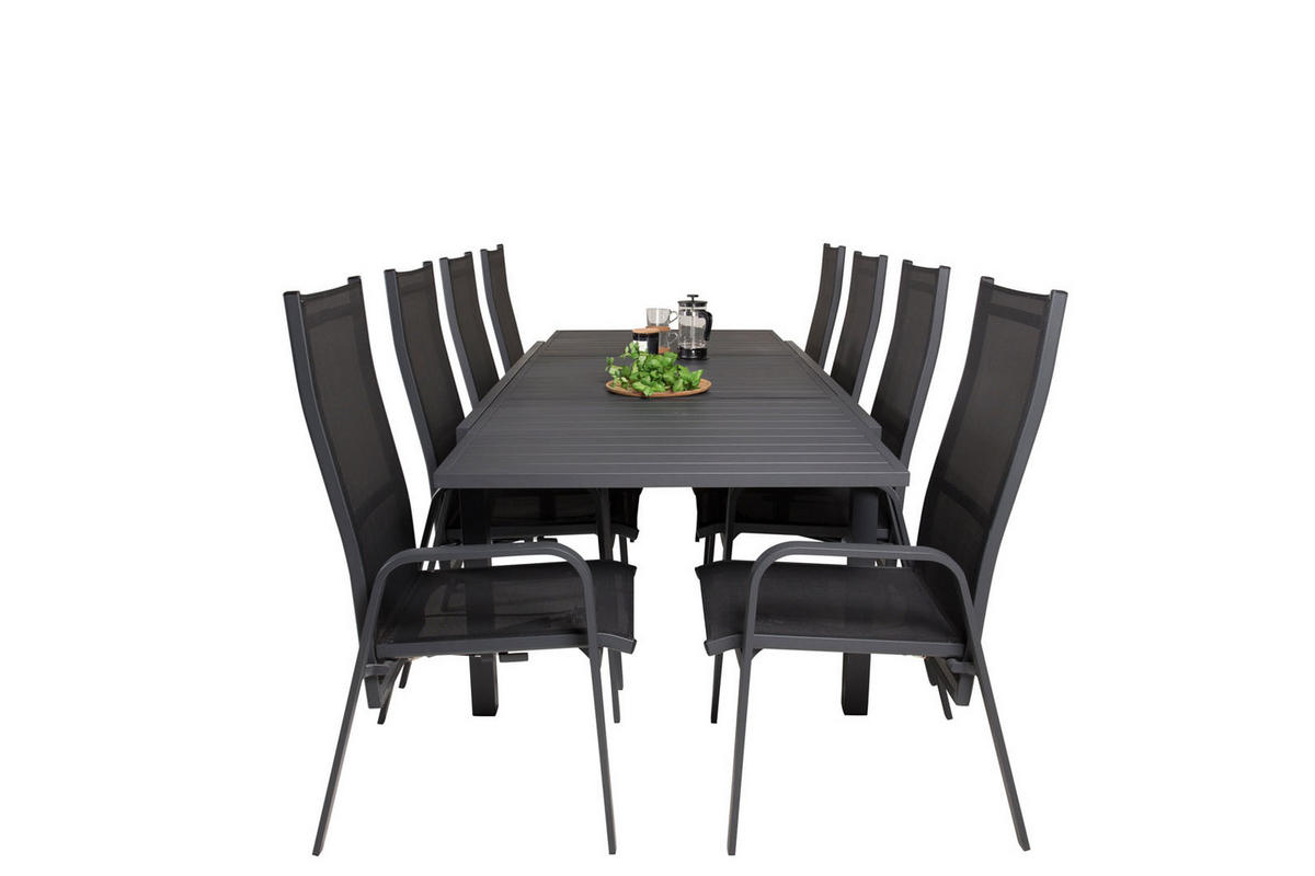 GARTENTISCHGRUPPE Schwarz - Schwarz, Holzwerkstoff - ebuy24