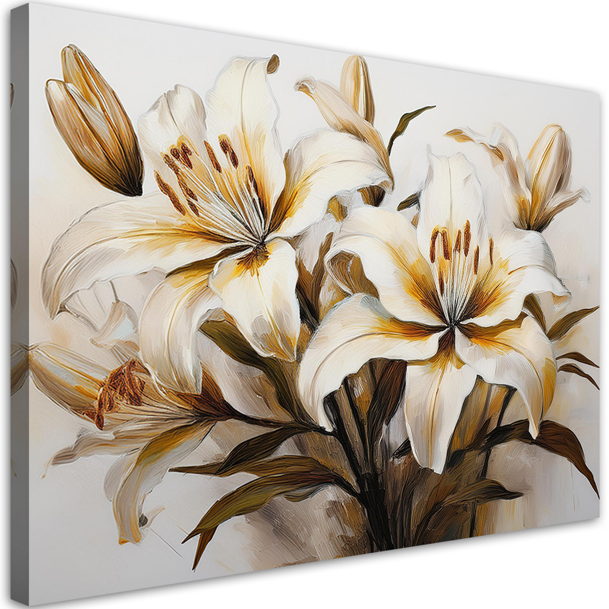 WANDBILD lilien weiße blume in sepia - Weiß, Textil (60/40cm) - Feeby