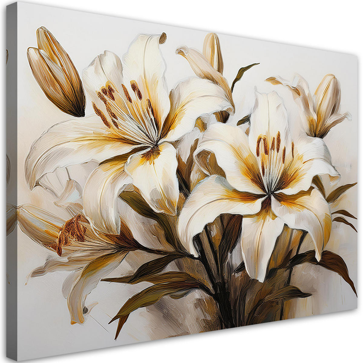 WANDBILD lilien weiße blume in sepia - Weiß, Textil (60/40cm) - Feeby