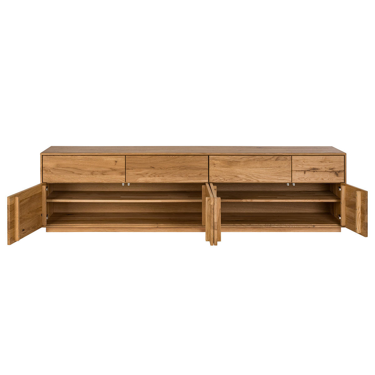 TV-LOWBOARD - Wildeiche massiv - Wildeiche, Holz (215/57/44cm) - home24
