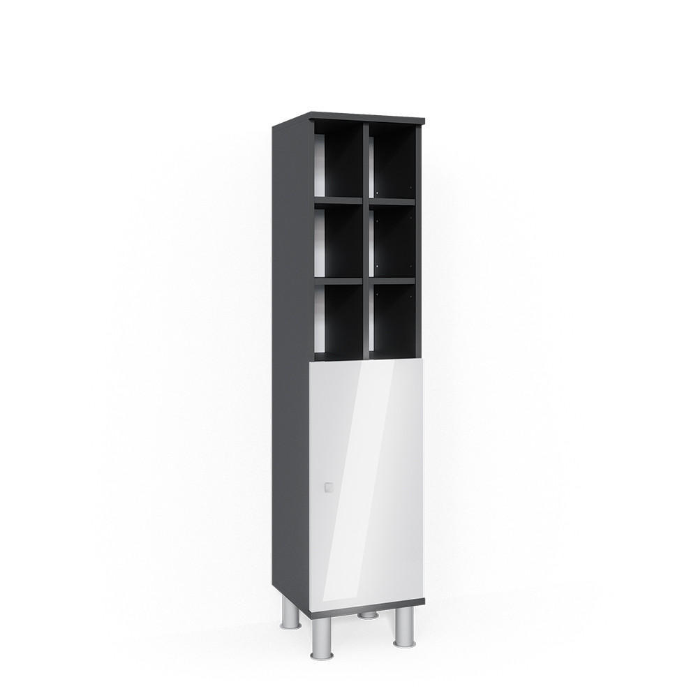 MIDISCHRANK Fynn Weiß Hochglanz 30 x 130.6 cm große Tür - Weiß Hochglanz, Holzwerkstoff (30/130.6/30cm) - Vicco