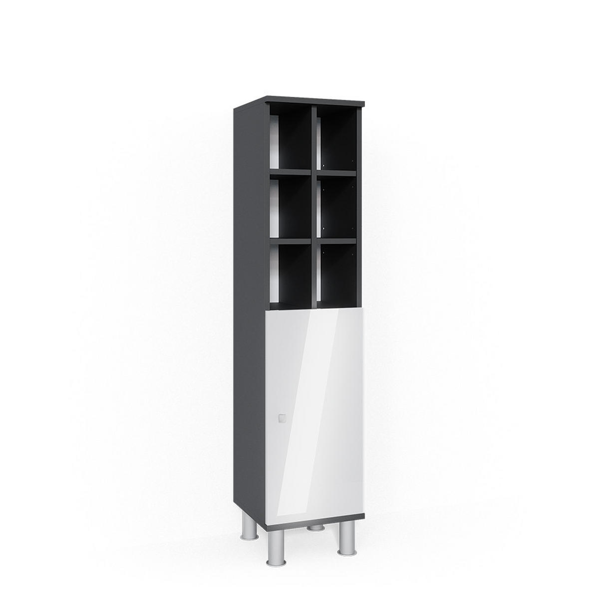 MIDISCHRANK Fynn Weiß Hochglanz 30 x 130.6 cm große Tür - Weiß Hochglanz, Holzwerkstoff (30/130.6/30cm) - Vicco