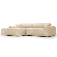 ECKSOFA mit Longchair - Cord - Beige/Schwarz, Kunststoff/Textil (284/178cm) - home24