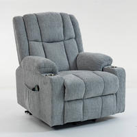 MASSAGESESSEL in Hellgrau 84x91x106 cm mit elektrischer Aufstehhilfe und Wärmefunktion - Hellgrau, Textil (91/106/84cm) - IVMEU