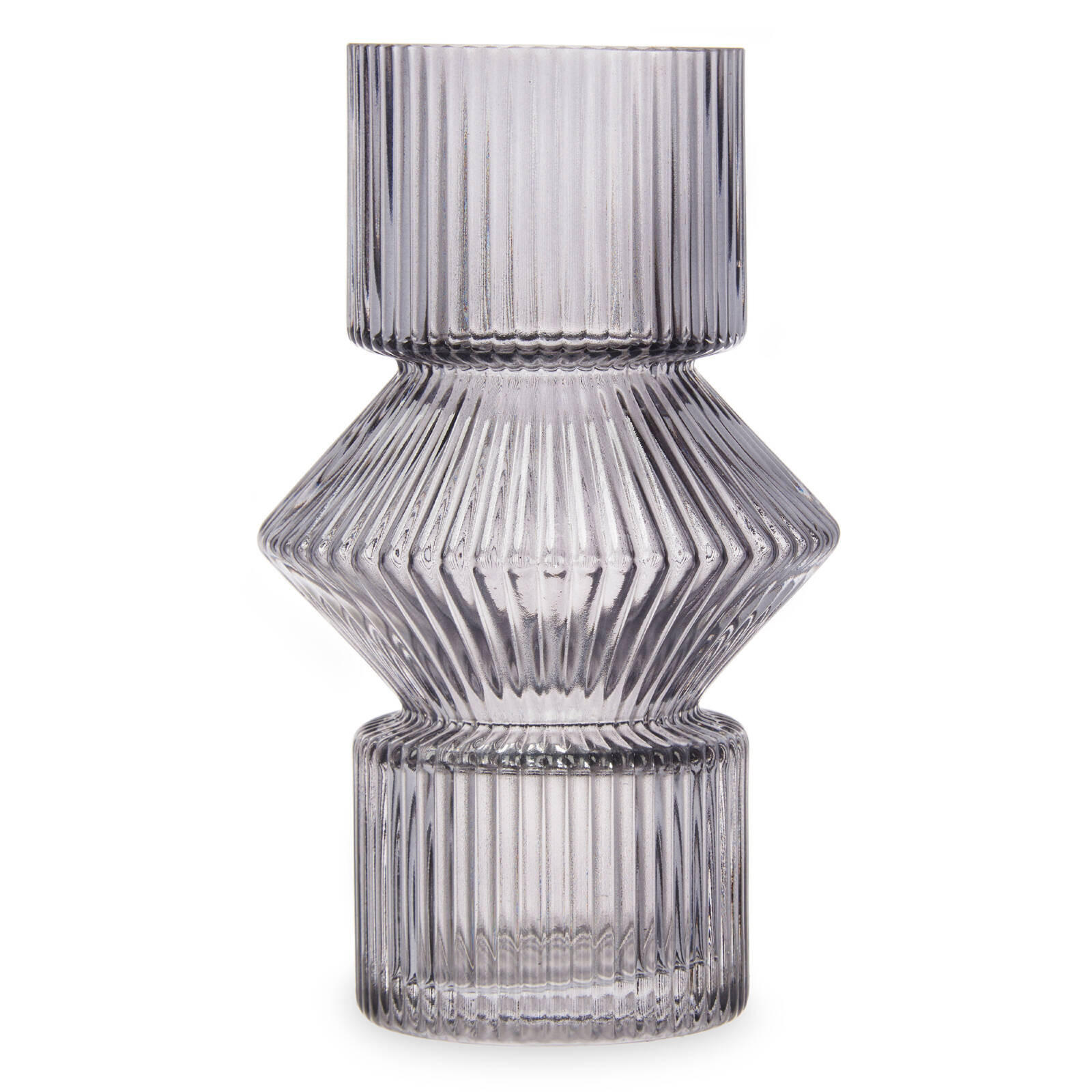 VASE Geriffeltes Glas 9,5/16,5 cm - Grau, Glas (9.5/16.5cm) - Giftdecor