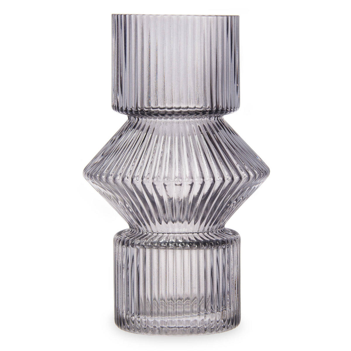 VASE Geriffeltes Glas 9,5/16,5 cm - Grau, Glas (9.5/16.5cm) - Giftdecor