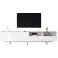 TV skrinka z drevotriesky, 200/40/51 cm biela, s úložným priestorom a otvorom na káble - biela, kompozitné drevo (200/51/41cm) - BEAOK
