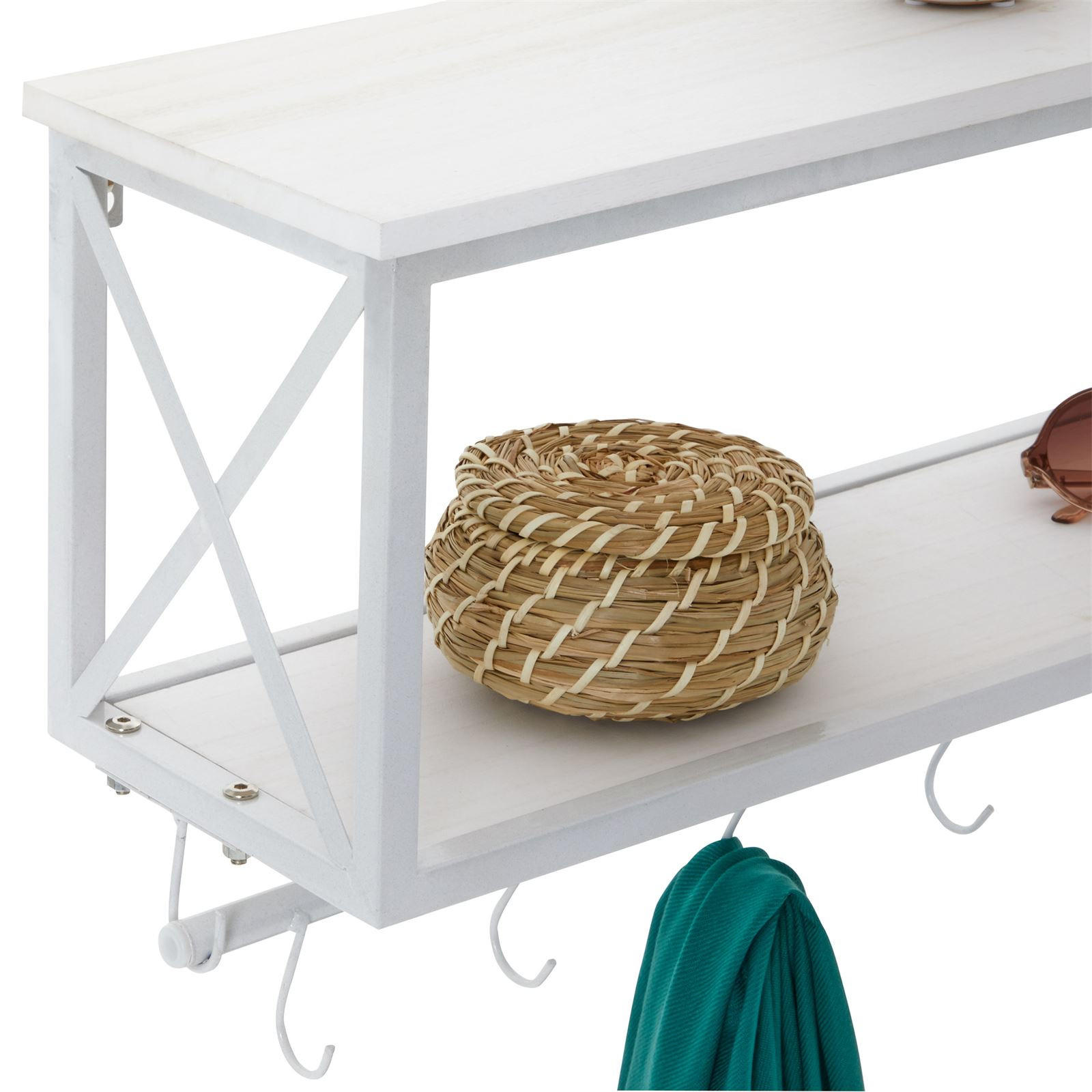 Thumbnail - CARO-Möbel Wandgarderobe, Weiß, Weiß, Metall, Vintage, 62x35x20 cm, Garderobe, Garderobenleisten & Garderobenhaken