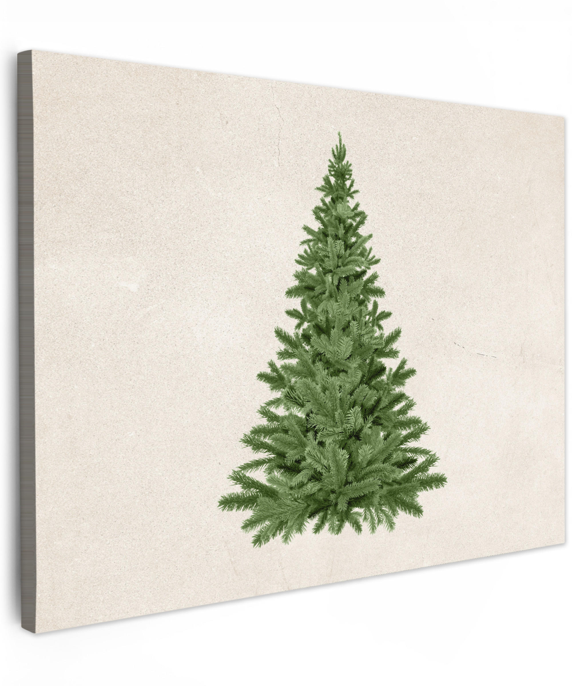 LEINWANDBILD Weihnachtsbaum - Grün - Weihnachten - Feiertage Wandbilder 80x60 cm - Olivgrün, Textil (80/60cm) - MuchoWow