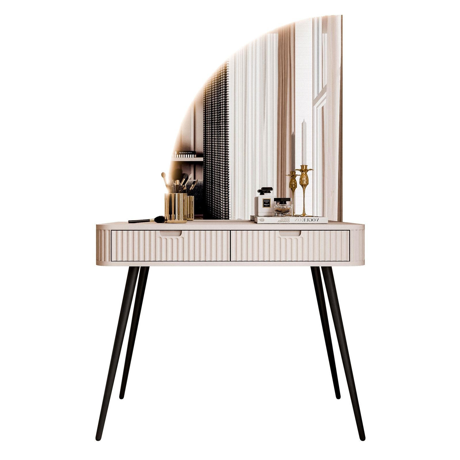 SCHMINKTISCH ZAIRA-QS mit LED Spiegel Linke Kaschmir - Kaschmir, Holzwerkstoff (103/80/49cm) - Lookway