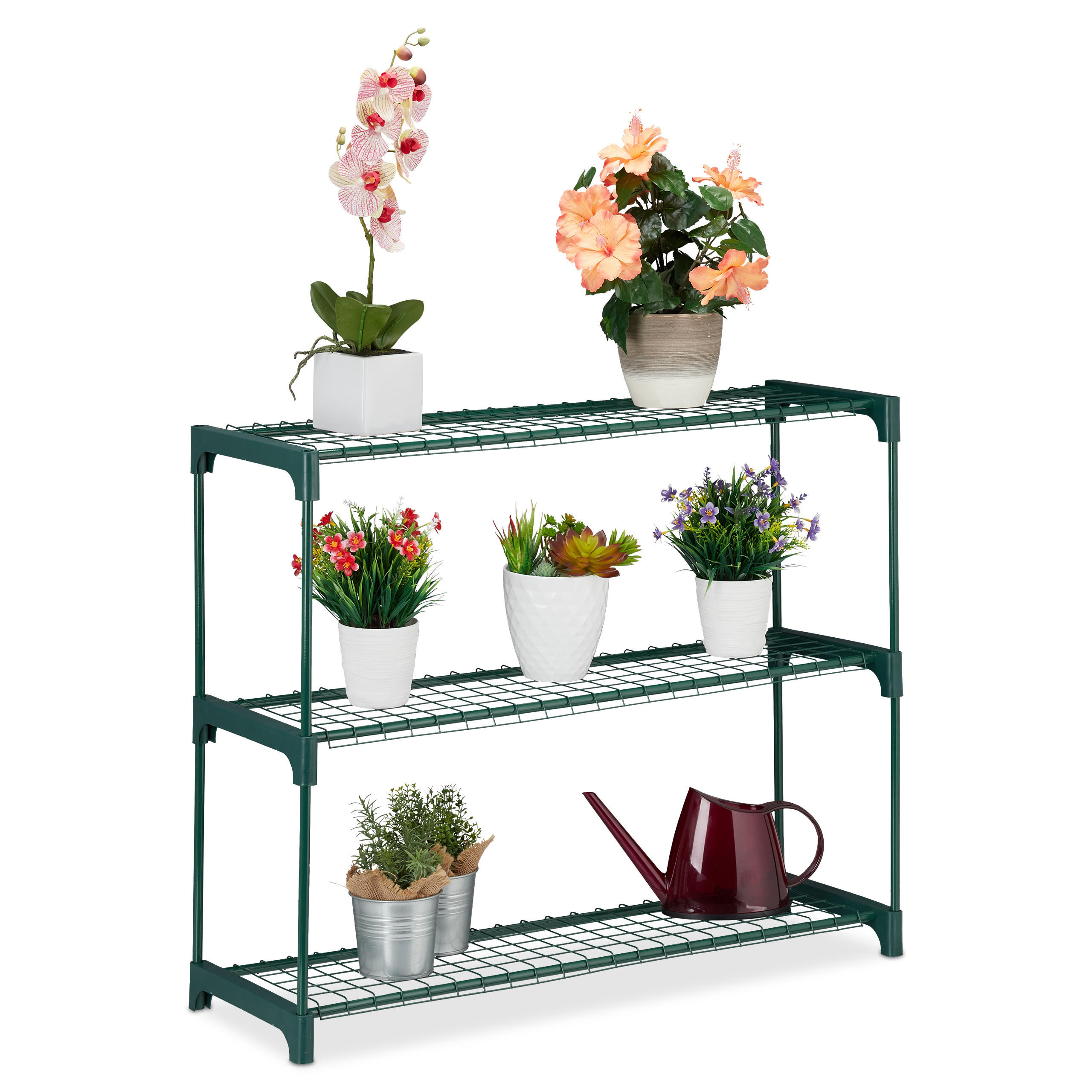 PFLANZENREGAL - Dunkelgrün, Kunststoff/Metall (91/74.5/28cm) - Relaxdays