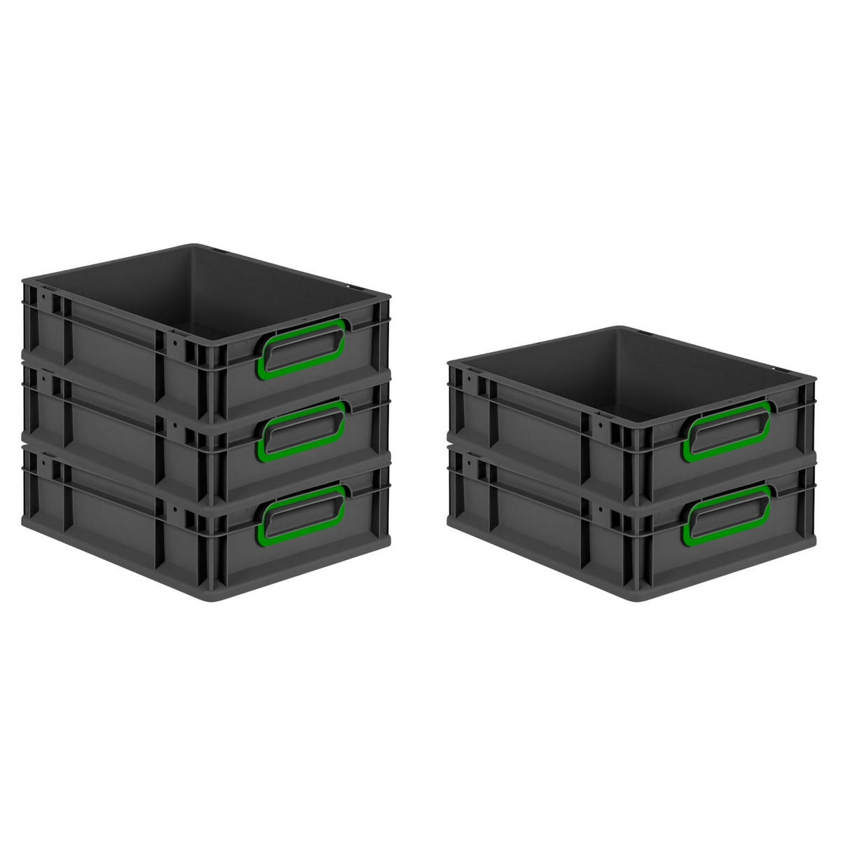 EUROBOX NextGen Color 12x30x40 cm 11 Liter Griffe grün zu, Schwarz - Schwarz/Grün, Kunststoff (30/12/40cm) - PROREGAL