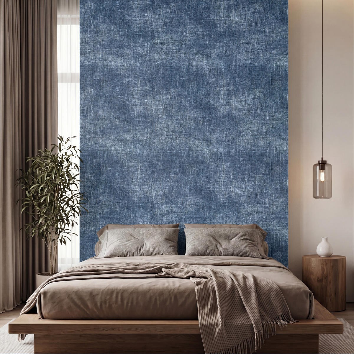 TAPETE - Leinen - Textur - Muster - Denim - Rustikal - 200x300 cm - Blau, Papier (200/300cm) - OnlyWow