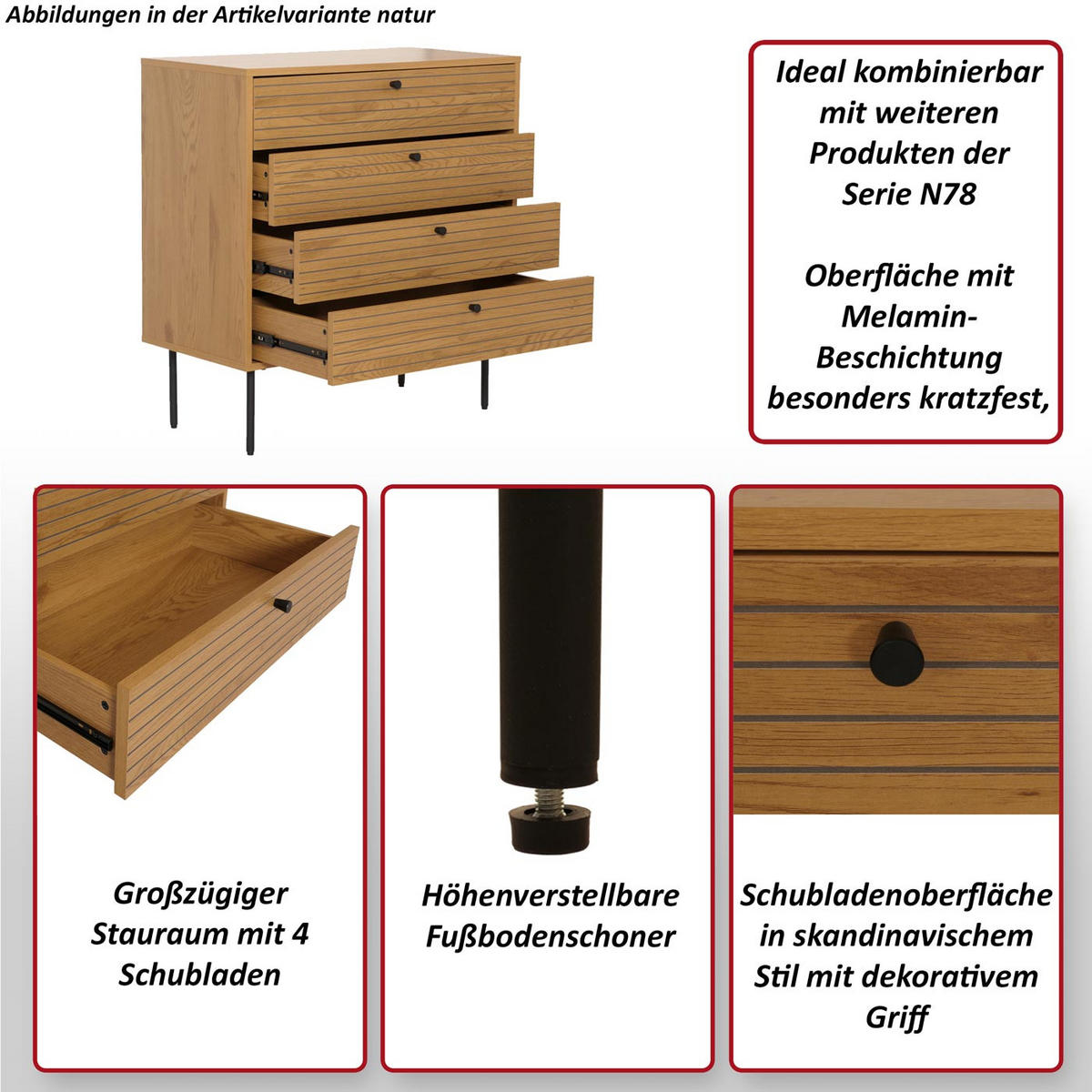 KOMMODE Dunkelbraun - Dunkelbraun, Holz (40/80/85cm) - MCW