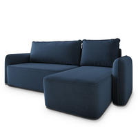 ECKSOFA DOLVER CL Blau Samtstoff mit Schlaffunktion - Blau, Holzwerkstoff/Textil (238/156cm) - MASSENO