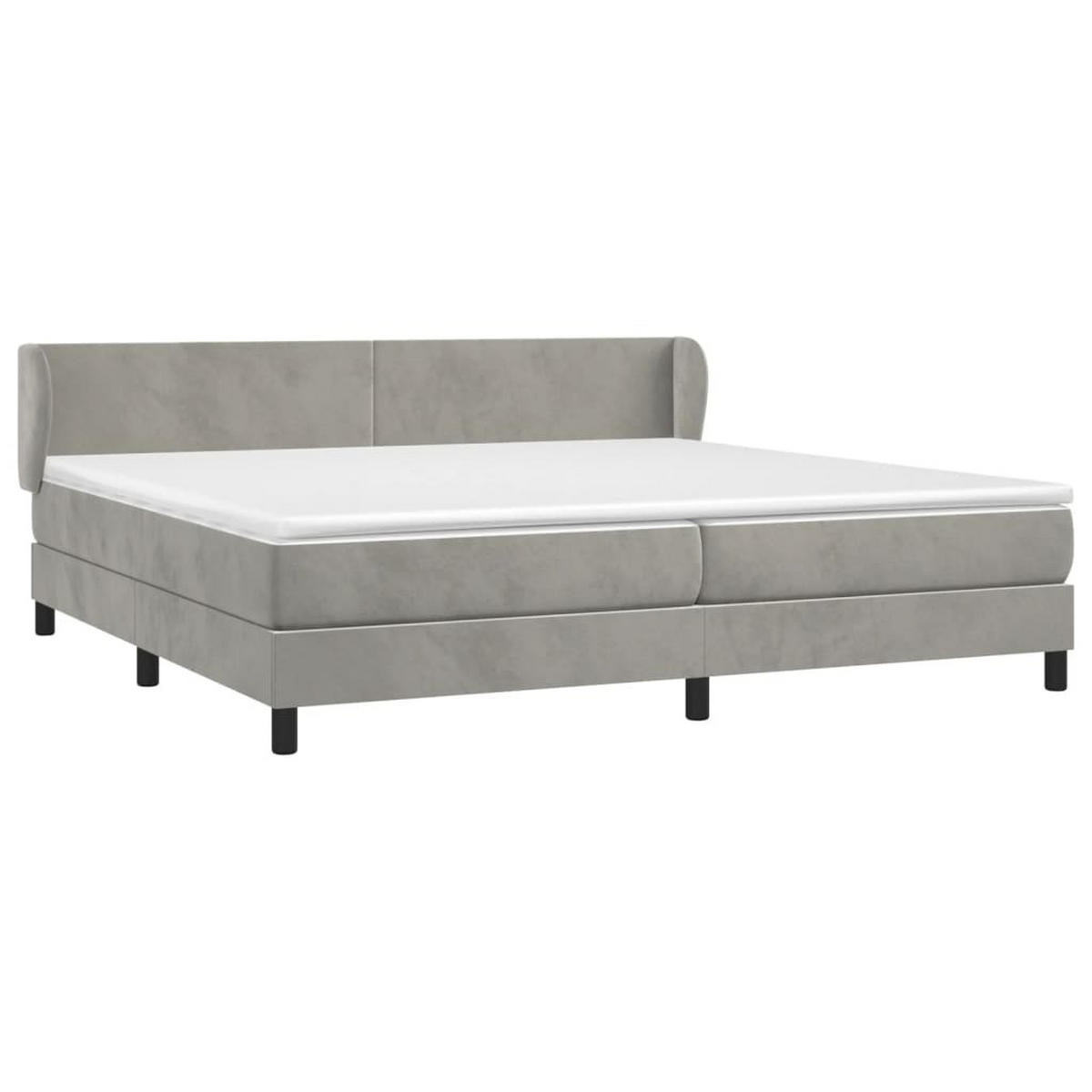 BOXBETT Mit Matratze Hellgrau 200/200 Cm Samt - Weiß, Textil (200/200cm) - vidaXL