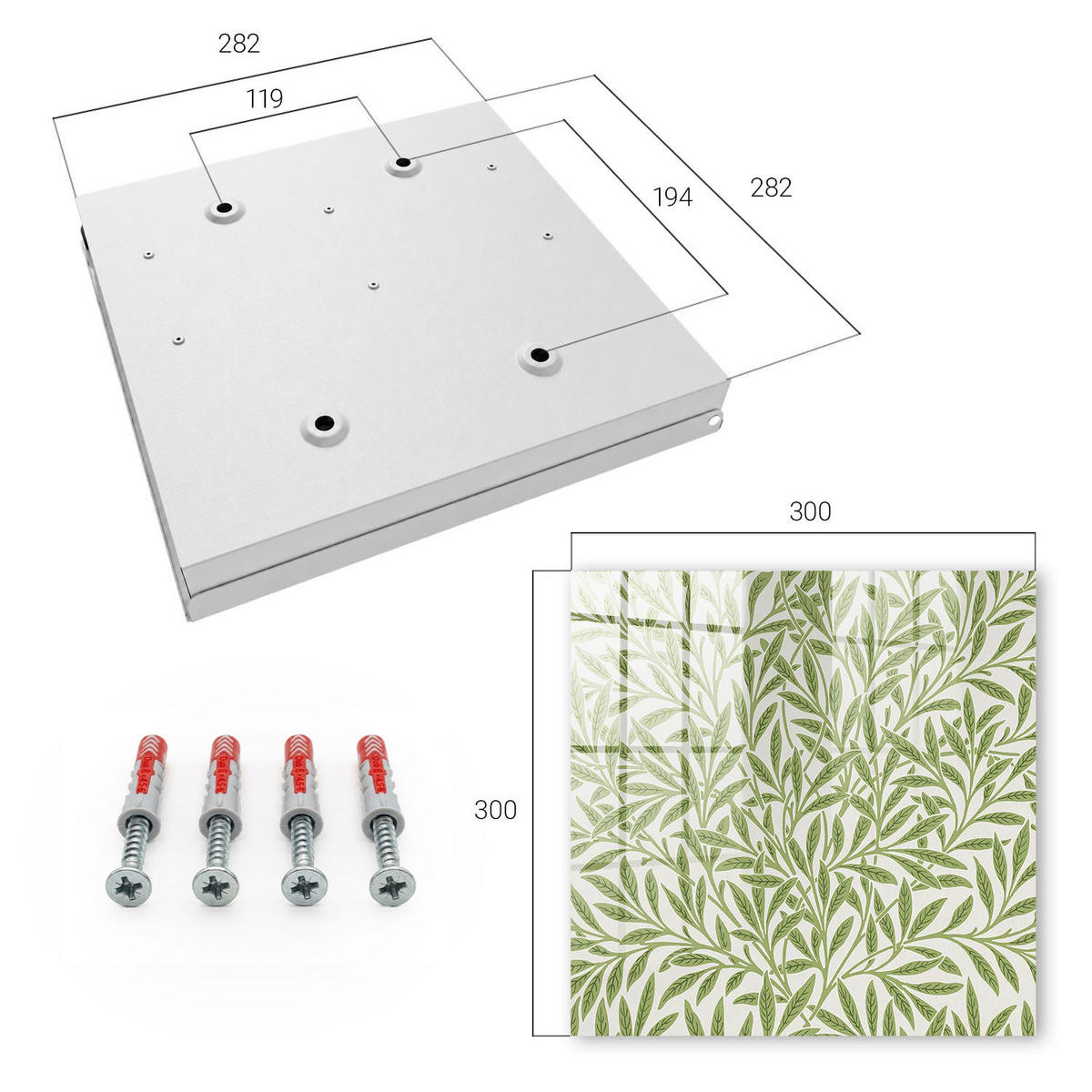 SCHLÜSSELBOX Weiß 30x30 cm – Türöffnung nach rechts - Grüne Natur - Grün, Metall (30/30/5cm) - TULUP