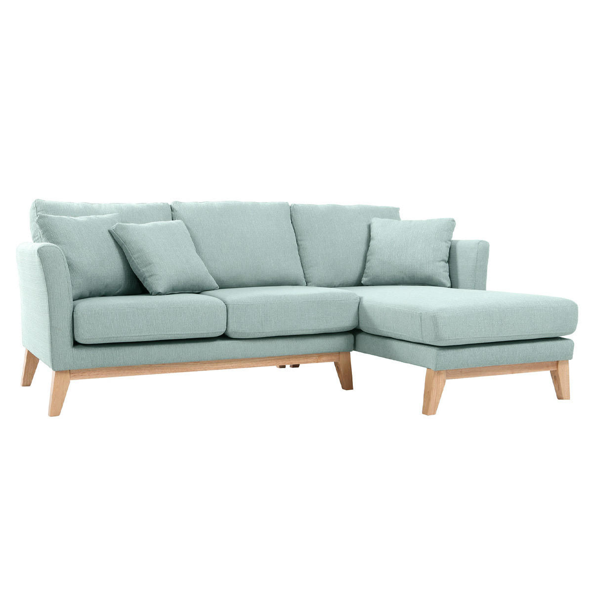 ECKSOFA Rechts Skandinavisch Lagunenblau OSLO - Salbeigrün, Textil (130/192cm) - Miliboo
