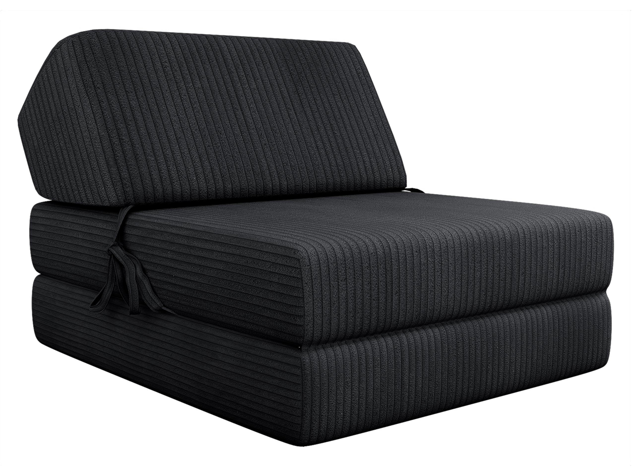 KLAPPSOFA Kevin Cord - Schwarz, Textil (73/58/90cm) - MIRJAN24