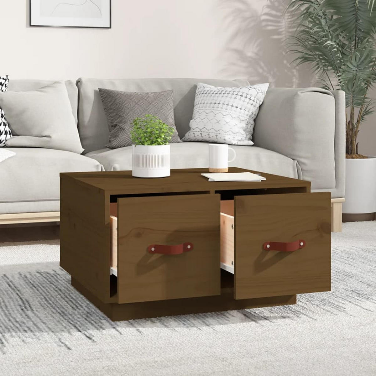 COUCHTISCH Honigbraun 60x53x35 cm Massivholz Kiefer - Braun, Holz (60/53/35cm) - furnicato