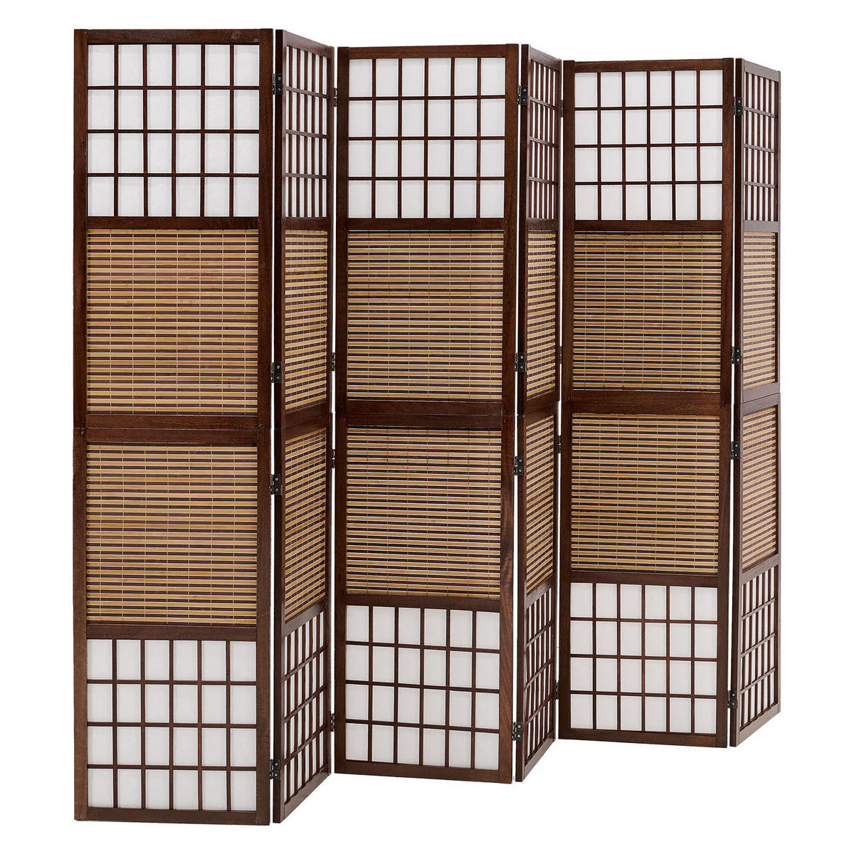 PARAVENT 6-tlg. 264/175 cm Braun Bambusstreben - Braun, Holz (264/175/2cm) - Homestyle4u