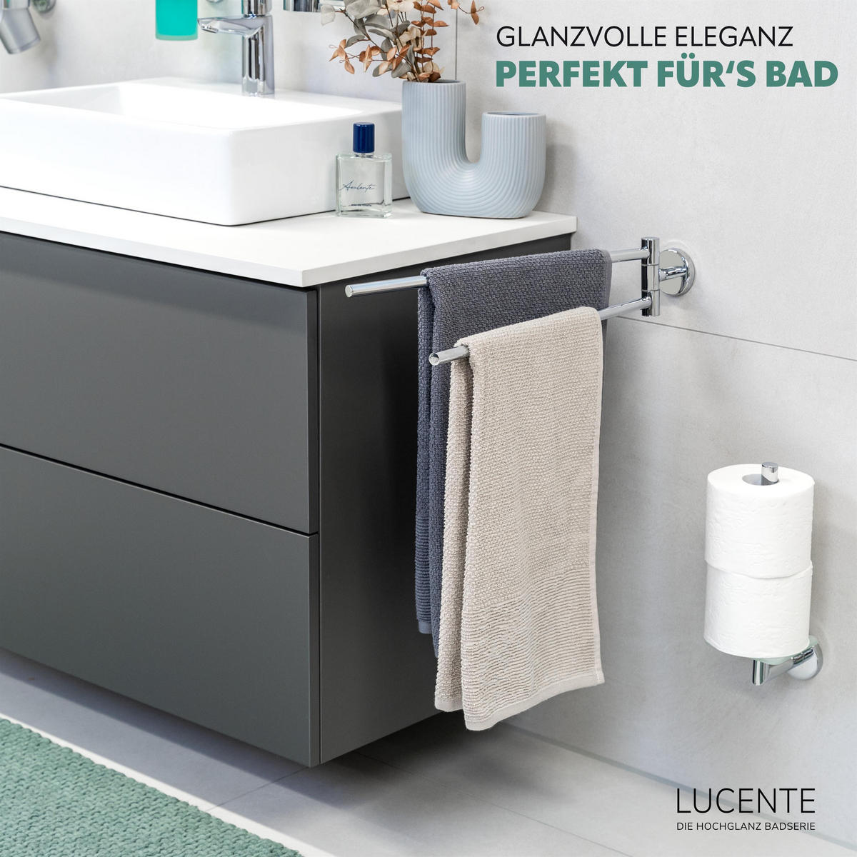 HANDTUCHSTANGE LUCENTE, Edelstahl, verchromt - Chromfarben, Metall (5.8/8.5/50cm) - bremermann