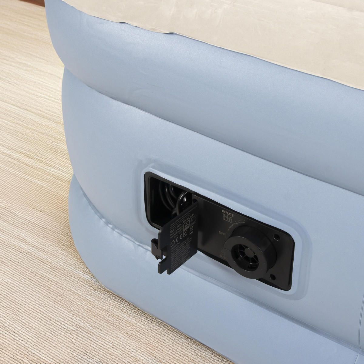 LUFTBETT Luftmatratze selbstaufblasend 191 x 99 x 46 cm mit integrierter Pumpe - Grau/Hellblau, Kunststoff (99/191cm) - Avenli