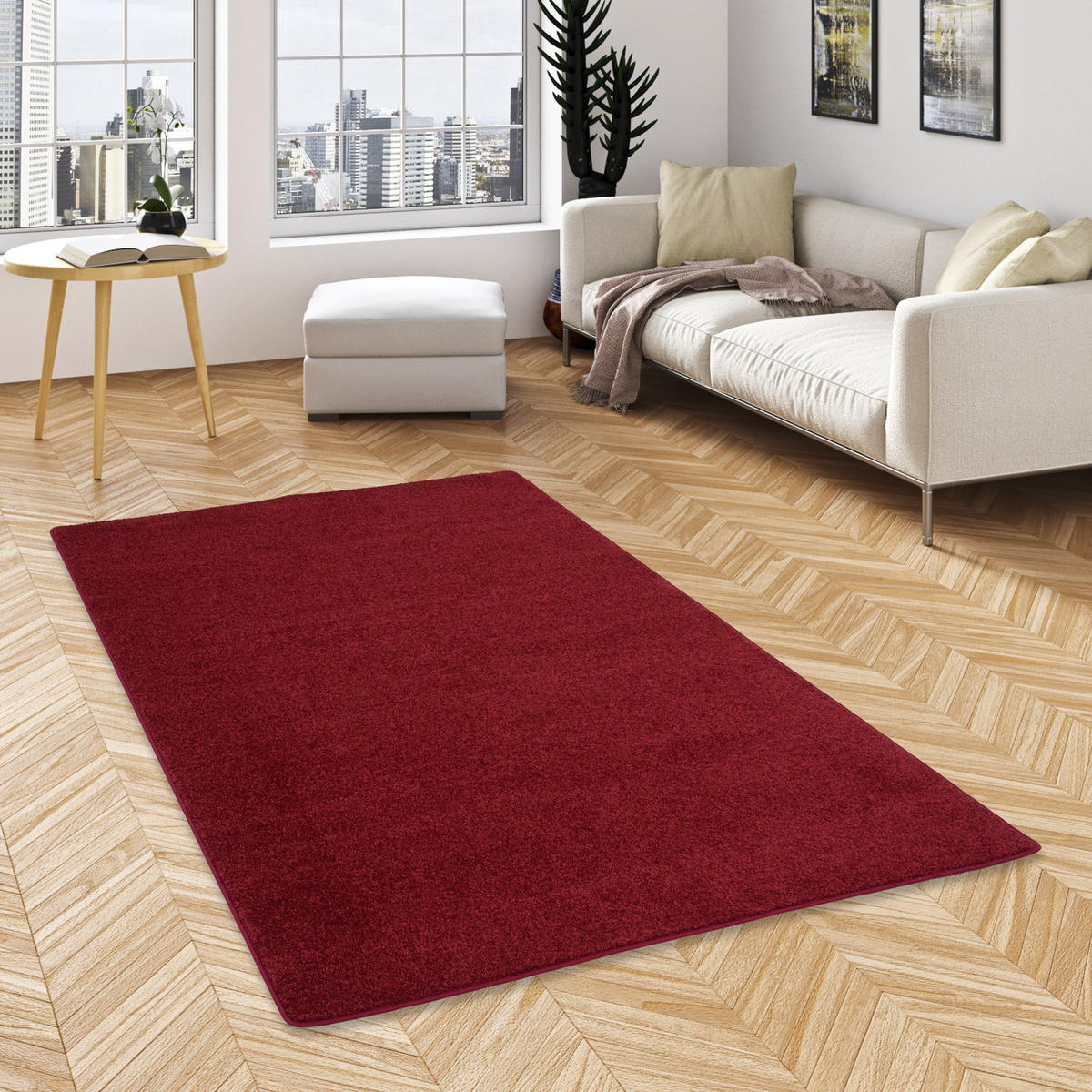 HOCHFLOR VELOURS TEPPICH MONA - Weinrot, Textil (160/200cm) - Snapstyle