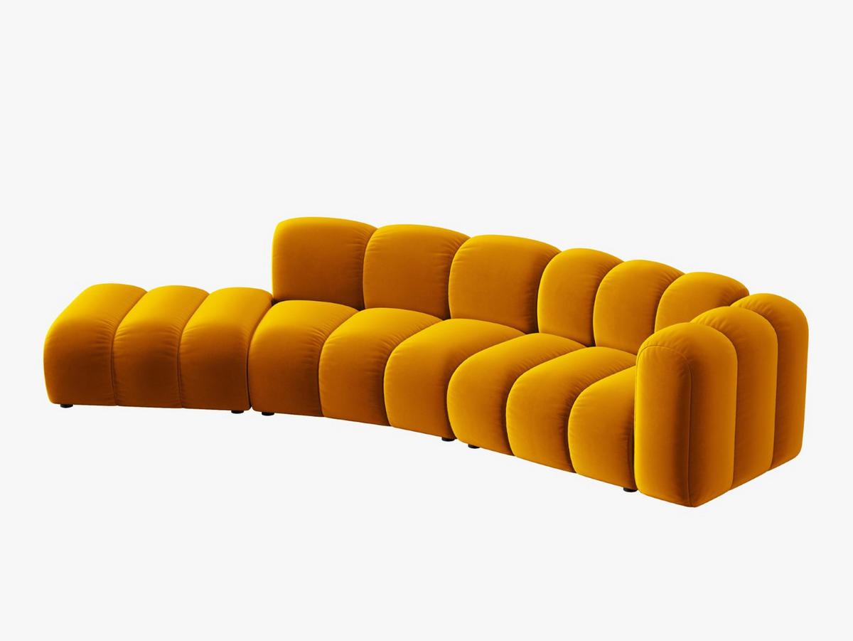 SOFA modular links Lupine aus Samt gelb 5 Sitzplätze - Gelb, Textil (166/70/335cm) - Micadoni