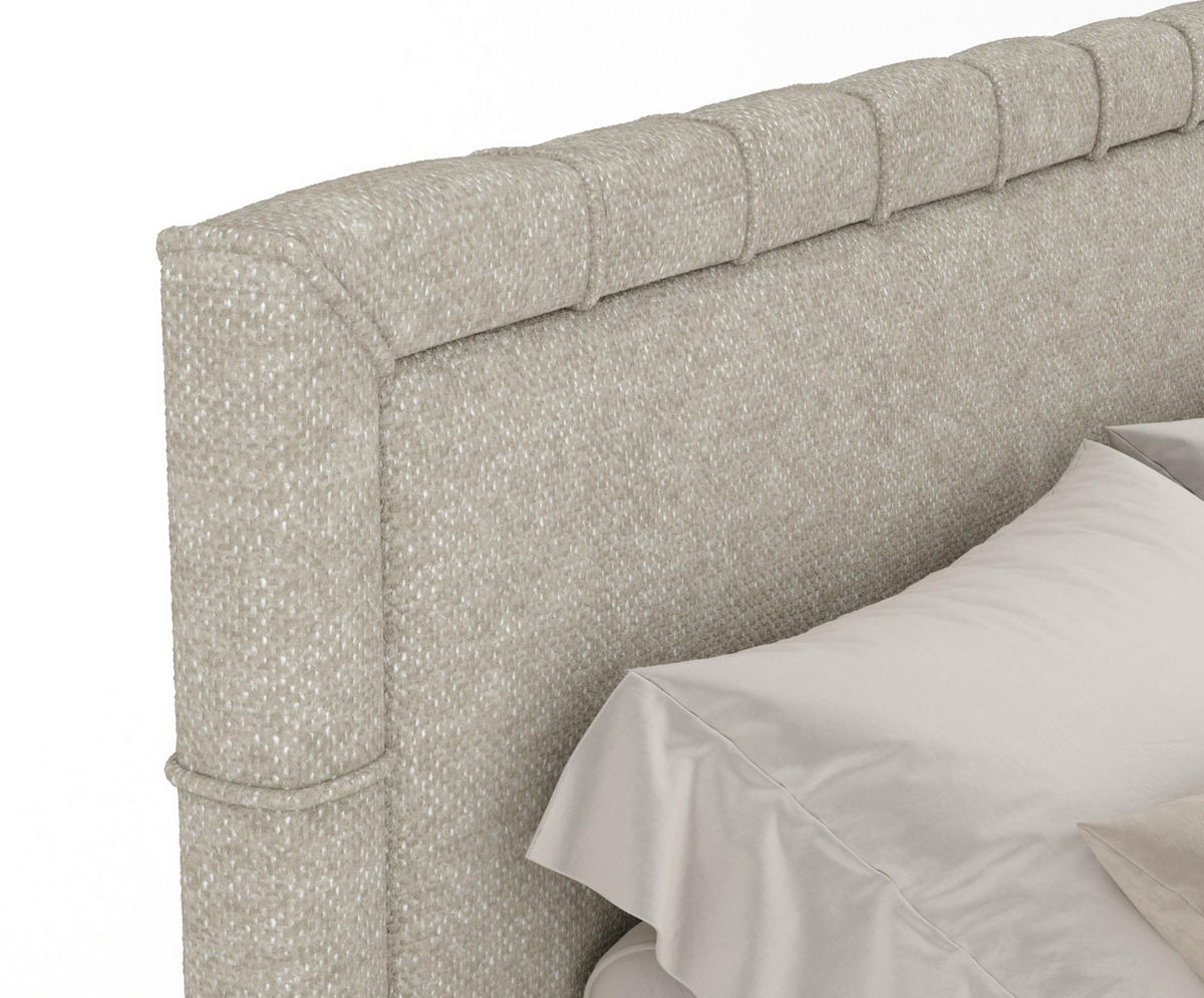 BOXSPRINGBETT Rosabel Beige Grau 140/200 cm mit Matratze und Topper - Beige/Schwarz, Holz/Holzwerkstoff (140/200cm) - Maison de Reve