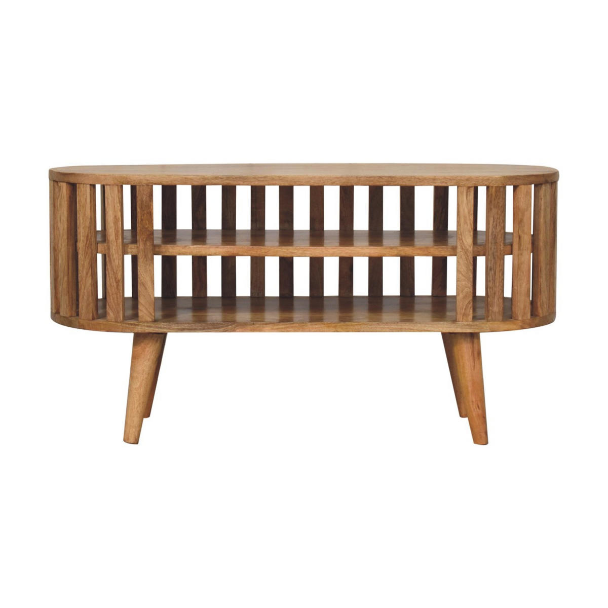 TV-MÖBEL Mini Ariella, 2 Offene Regale, Hellbraun - Hellbraun/Beige, Mangoholz/Holz (88/47/30cm) - Artisan Furniture