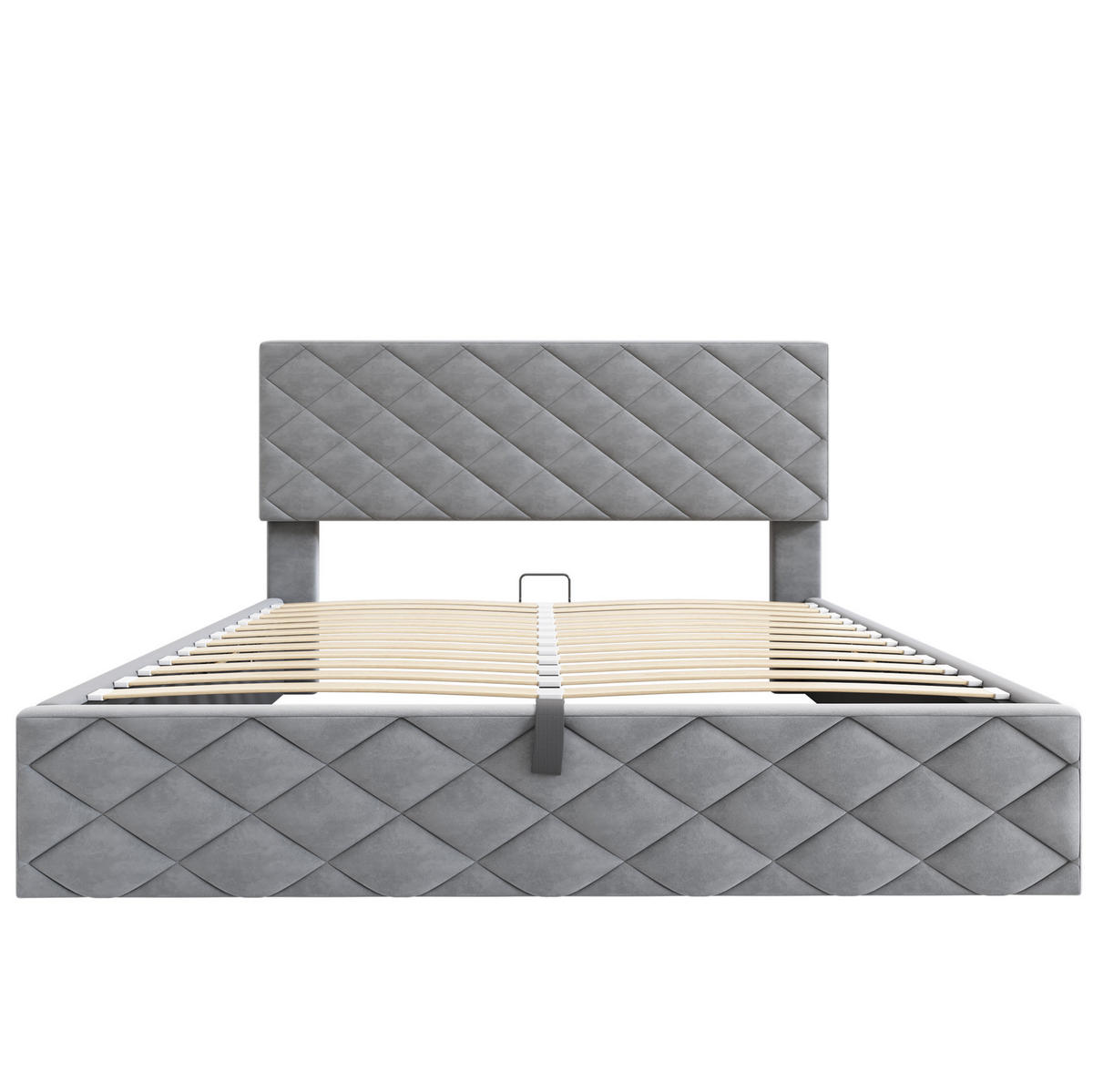 POLSTERBETT 140/200 cm grau aus Samt mit Stauraum - Grau, Textil (140/200cm) - OKMYHOME