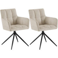 ARMLEHNENSTUHL 2er Set Stoff Creme - Creme/Schwarz, Textil/Metall (59/87/59cm) - CLP