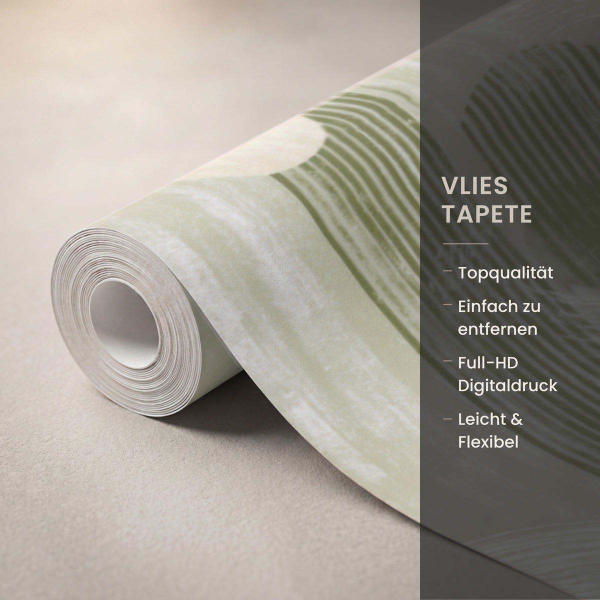 TAPETE - Künstlerisch - Modern - Grün - 450x260 cm - Olivgrün, Papier (450/260cm) - OnlyWow