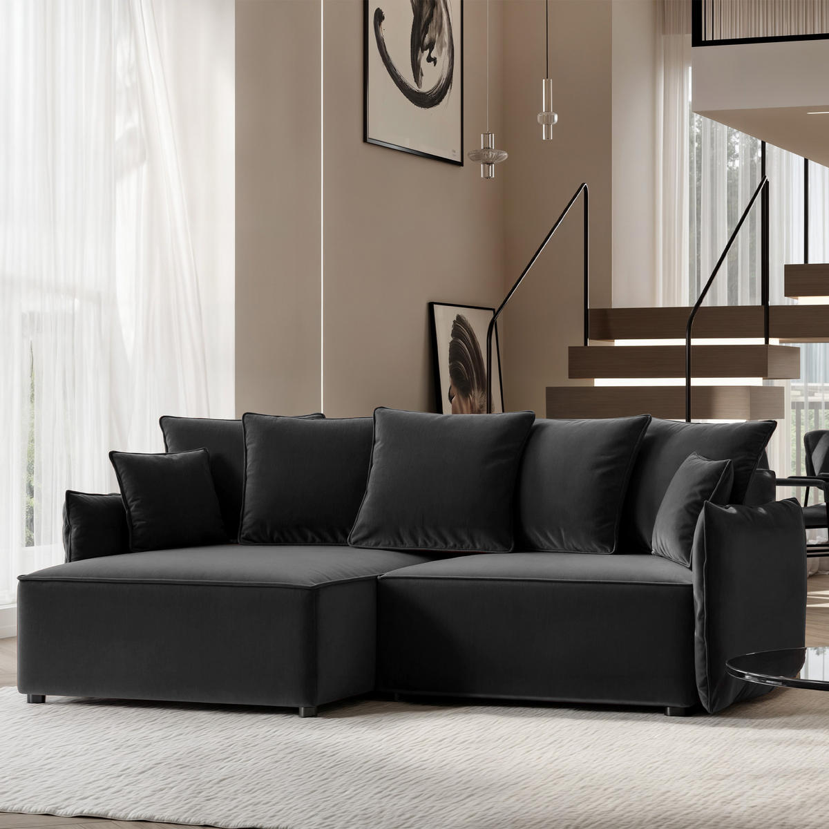 ECKSOFA LEON mit Schlaffunktion und Bettkasten Anthrazit - Anthrazit, Holzwerkstoff/Kunststoff (250/160cm) - Idohome