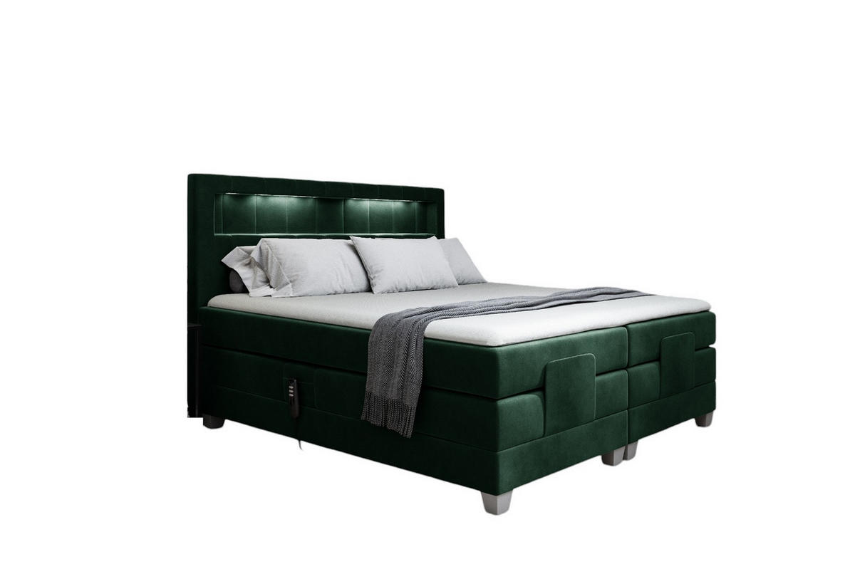 BOXSPRINGBETT Elektrisch Davide - Grün, Holzwerkstoff/Textil (180/200cm) - Fun Möbel