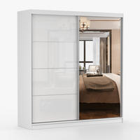 SCHWEBETÜRENSCHRANK 203/218/61cm 2-türig Pola 35 Weiß,Weiß Semigloss - Alufarben/Weiß, Glas/Holzwerkstoff (203/218/61cm) - imoebel24