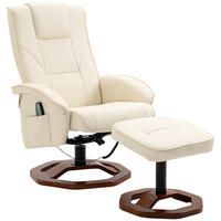 MASSAGESESSEL mit Hocker, Liegefunktion, Fernbedienung, bis 150 kg - Creme, Kunststoff/Metall (83/106/73cm) - HOMCOM