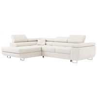 ROHOVÁ SEDAČKA GUSTAW L - Bílá Bouclé - Levá Strana - bílá/stříbrná, kov/textil (275/205cm) - MKS