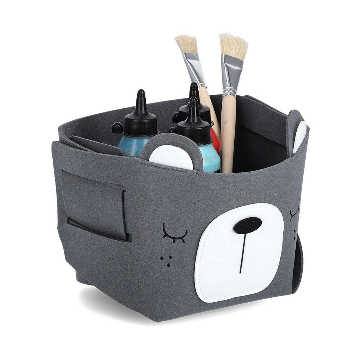 AUFBEWAHRUNGSKORB Bär - Filz, Grau - Grau, Textil (21/21cm) - Zeller Present