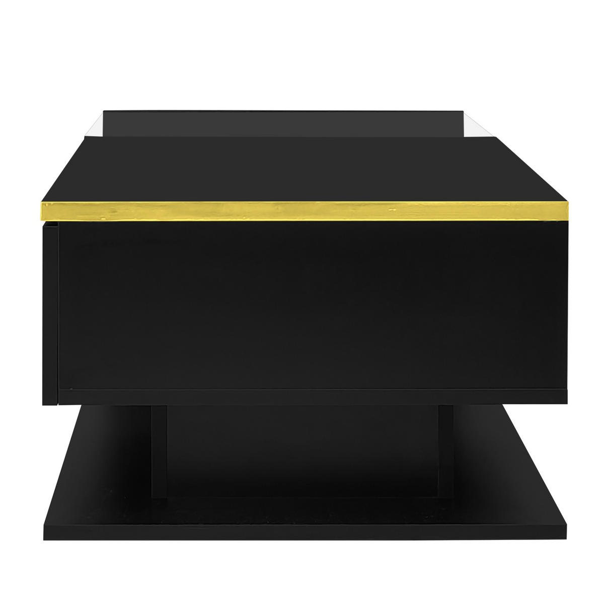 COUCHTISCH aus Spanplatte und Glas 90x50x32 cm Schwarz mit dimmbarer LED-Beleuchtung - Schwarz, Holzwerkstoff (90/50/32.5cm) - IVMEU