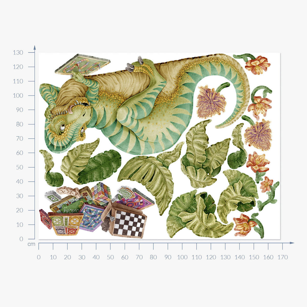 AUFKLEBER 130x168 cm Dinozaur Spiel - Grün, Kunststoff (130/168/0.1cm) - TULUP